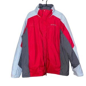 Columbia Mens Red & Gray Jacket With Light Gray Accents Size L Zip Closure